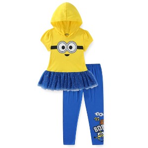 Minions Bob Girls Cosplay Hooded Shirt with Tulle and Legging Pants Set for Toddler and Big Kids - 1 of 4