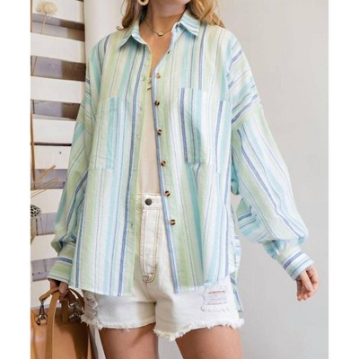 Women's Striped Button Down Shirt - Easel