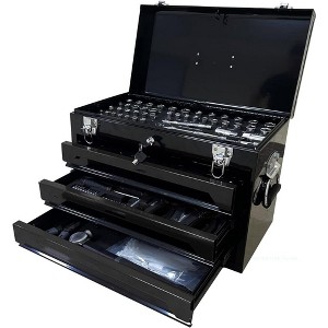 3 Drawers Tool Box with Tool Set, Portable Tool Chest Organizer with 439-Piece Tool Set, Metal Toolbox with Ball-Bearing Drawer Slides - 1 of 4