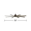 70" Possini Euro Design Defender Industrial Rustic Indoor Outdoor Ceiling Fan Remote Oil Rubbed Bronze Weathered Oak Damp Rated Patio - 4 of 4