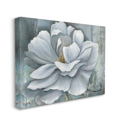 Stupell Industries Blue Flower Bloom Painting Gallery Wrapped Canvas ...