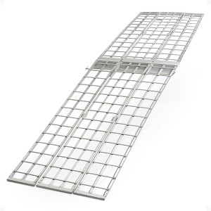 Black Widow Aluminum Folding Motorcycle Ramp for Pickup Trucks, Arched Design, 10’, Silver – Heavy-Duty Portable Automotive Loading Ramps for Truck - 1 of 4