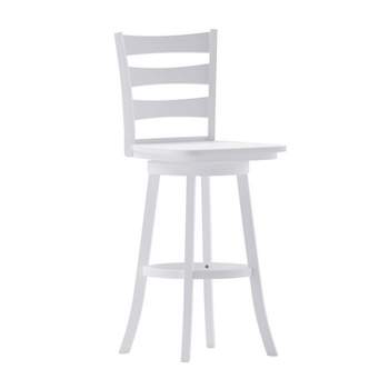 Merrick Lane Commercial Grade Classic Wooden Ladderback Swivel Stool with Solid Wood Seat and Footrest