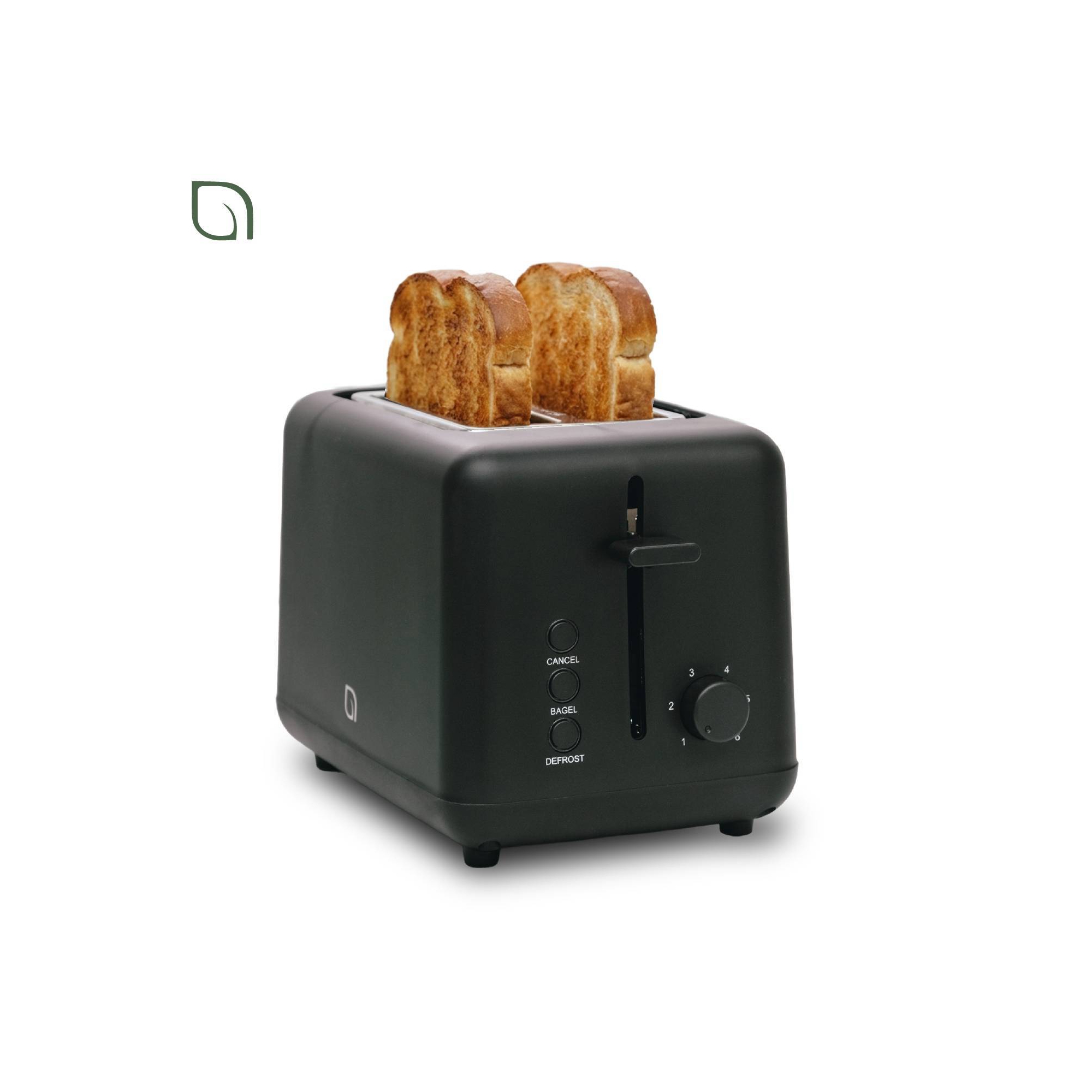Willow Kitchen 2 Slice Toaster with Wide Slots for Bread & Bagels, 6 Toast Shade Settings & Defrost Function Black