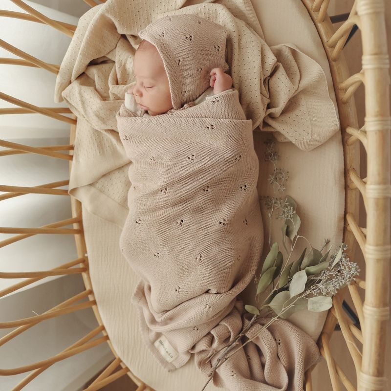 Luxury 100% Organic Cotton Pointelle Baby Receiving Swaddle Blanket for Infants Boys and Girls, 5 of 10