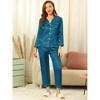 Allegra K Women's Satin Button Down Sleepshirt with Pants Sleepwear Pajama Set - 2 of 4