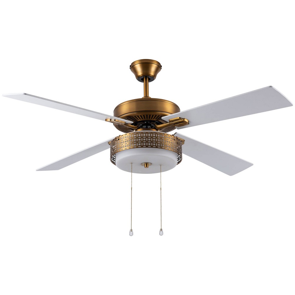 Photos - Fan 52" 4-Blade Amal Lighted Ceiling  Brass/Gold - River of Goods: Reversib