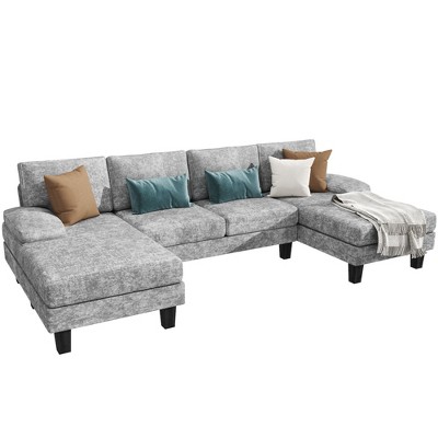 LACOO U-Shape Chenille Sectional Sofa with Chaise