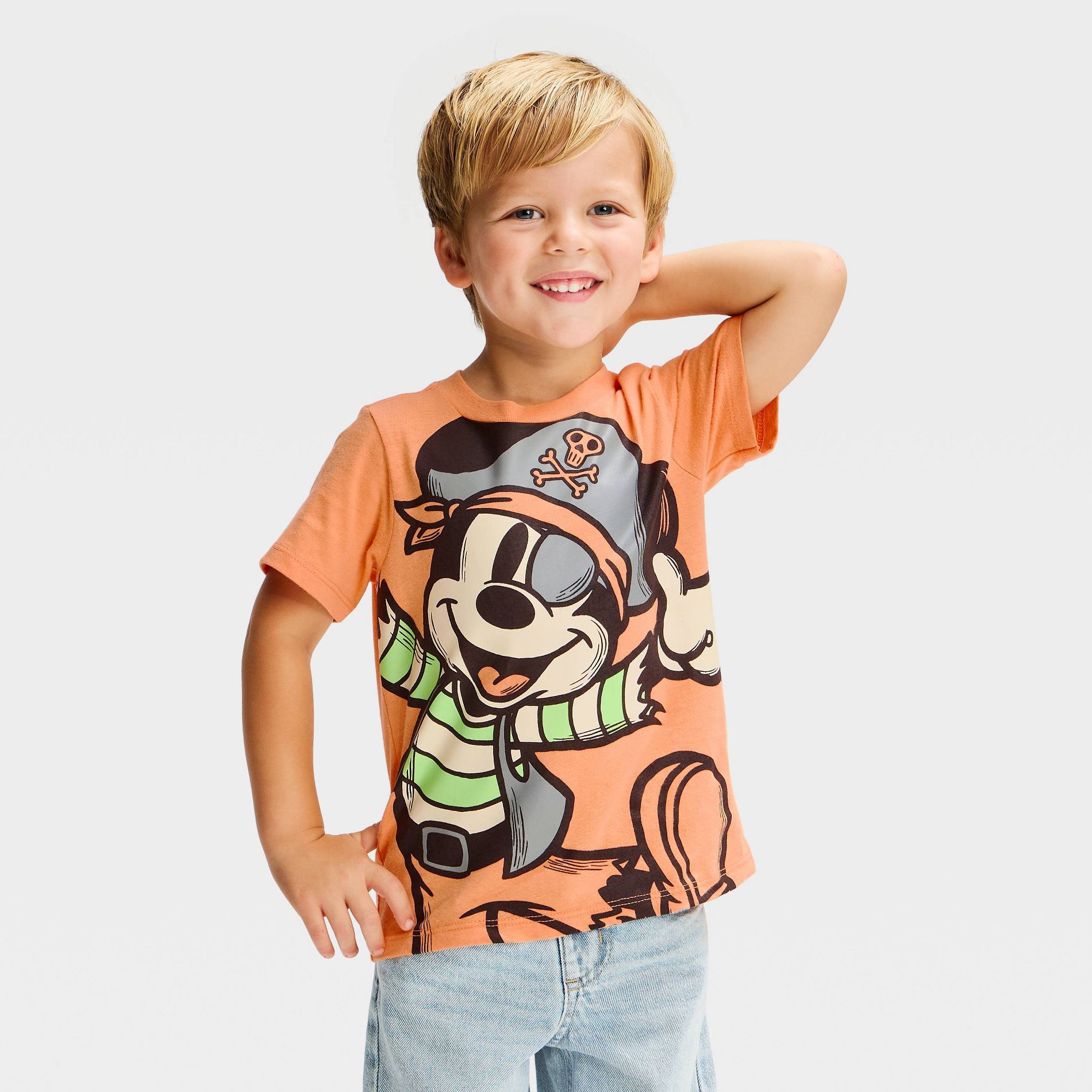 Toddler Boys' Disney Mickey Mouse Halloween Pirate Graphic T-Shirt - Orange