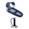 Aqua Leisure Inflatable Pool Lounger Float with Sun Canopy and Aqua Heavy Duty Dual Action Hand Pump with 4 Nozzle Adapters Attachments, Blue - 2 of 4