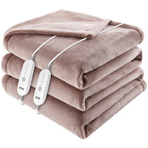 VEVOR Heated Blanket Electric Throw,84"x90" Queen Size,with 10 Hours Timer Auto-off & 5 Heating Levels,Machine Washable,ETL & FCC Certification,Brown - 1 of 4