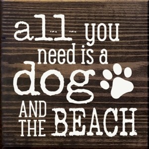Slickblue Dog and Beach Wood Sign, Knotty Pine Material, Wall or Shelf Decor, Rustic Style, 7x7 Inches, Multiple Colors - 1 of 3
