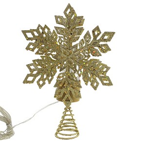 Tree Topper Finial 12.0 Inch Gold Snowflake Tree Topper Led Sparkle Christmas Tree Toppers - 1 of 3
