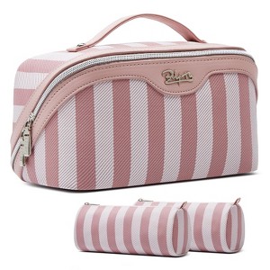 Generic Travel Makeup Bag for Women: Large Cosmetic Bag Set of 3 - PU Leather Make up Bag - 1 of 4