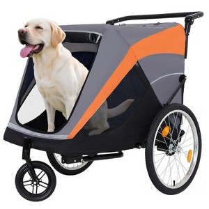 2-in-1 Bike Trailer & Push Cart for Pets - Detachable Bike Hitch & Push Handle Included£¬Dual Cup Pockets and Storage Bag, Holds Pets Up to 100 lbs - 1 of 1