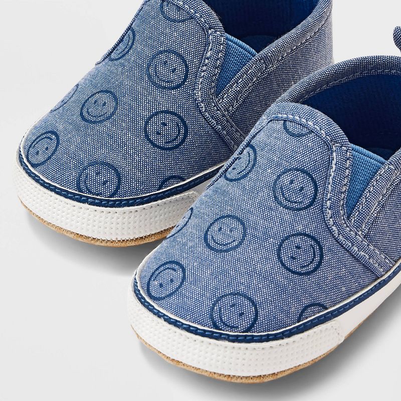 Baby Boys' Smiley Face Slip-On Sneakers - Cat & Jack™ Blue, 2 of 5