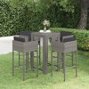 vidaXL Patio Bar Set Outdoor Bistro Set Bar Stool Bistro Table Poly Rattan - Gray 5 Piece with Cushions - 2 of 4