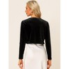 INSPIRE CHIC Women's Cocktail Party Open Front Long Sleeve Cropped Velvet Shrug Cardigan - 4 of 4