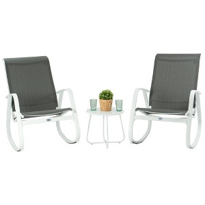 Kozyard 3 Pieces Outdoor Patio Rocking Sling Chair Powder Coated Aluminum Frame Breathable Mesh Fabric for Patio Porch Yard Garden - 1 of 4