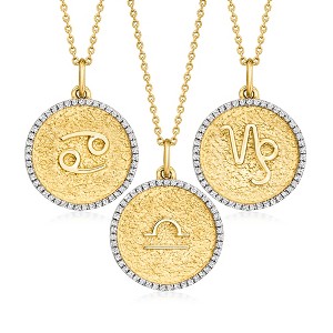 Ross-Simons 0.20 ct. t.w. Diamond Zodiac Pendant Necklace in 18kt Gold Over Sterling - 1 of 3