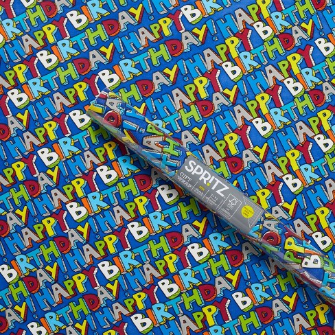 baby boy blue feet pattern wrapping paper