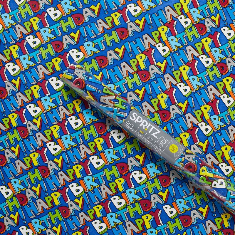 20sq ft &#39;Happy Birthday&#39; Gift Wrapping Paper - Spritz&#8482;, 1 of 6