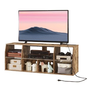 VECELO TV Stand, Entertainment Center with LED Strip and Power Outlets - 1 of 4