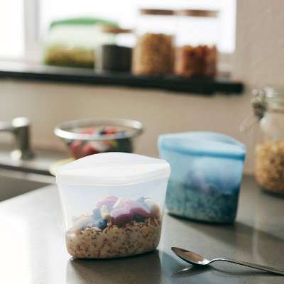 stasher Premium Silicone Reusable Food Storage Bowl - 1 Cup - Mystery Color(Clear/Blue): BPA-Free, Microwave-Safe, Heat-Resistant
