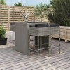 vidaXL Patio Bar Set 5 Piece Wicker Table and Stool with Cushions Poly Rattan - Gray - 2 of 4