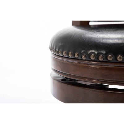 Bristol 24" Cappuccino Leather Swivel Counter Stool with Brass Accents
