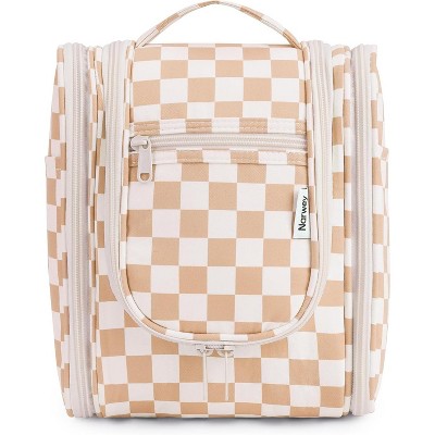 Narwey Small Checkered Hanging Travel Toiletry Bag for Women