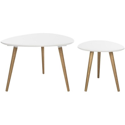 White and Natural Oak Split Coffee Table Set