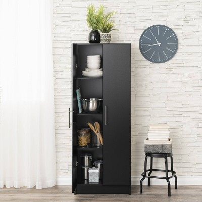 Black Tall Storage Cabinet with Adjustable Shelving