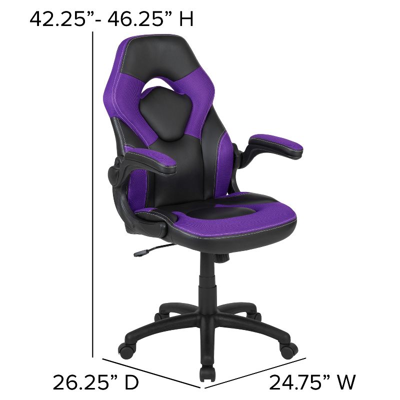 Flash Furniture X10 Gaming Chair Racing Office Ergonomic Computer PC Adjustable Swivel Chair with Flip-up Arms, 6 of 13