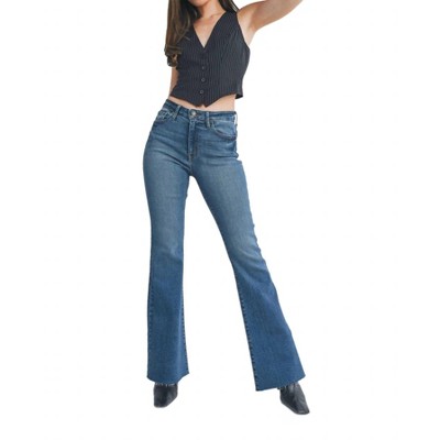 Women's Mid Rise Straight Bootcut Jean - JUST BLACK DENIM