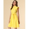 Allegra K Women's Cotton Ruffled Cap Sleeve Tie Waist Button Casual Office Shirt Dress - 2 of 4