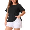 Agnes Orinda Women's Plus Size Short Flounce Sleeve Casual Summer Round Neck Blouses - 2 of 4