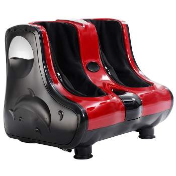 Costway Leg Massager Shiatsu Kneading Rolling Vibration Heating Foot Calf Black/Red