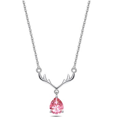 Paaaawaters 925 Sterling Silver Cubic ZIrconia Antlers Pendant Necklace 18inch