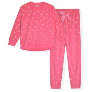 Sleep On It Girls 2-Piece Velour Pajama Pant Sleep Set - 1 of 4