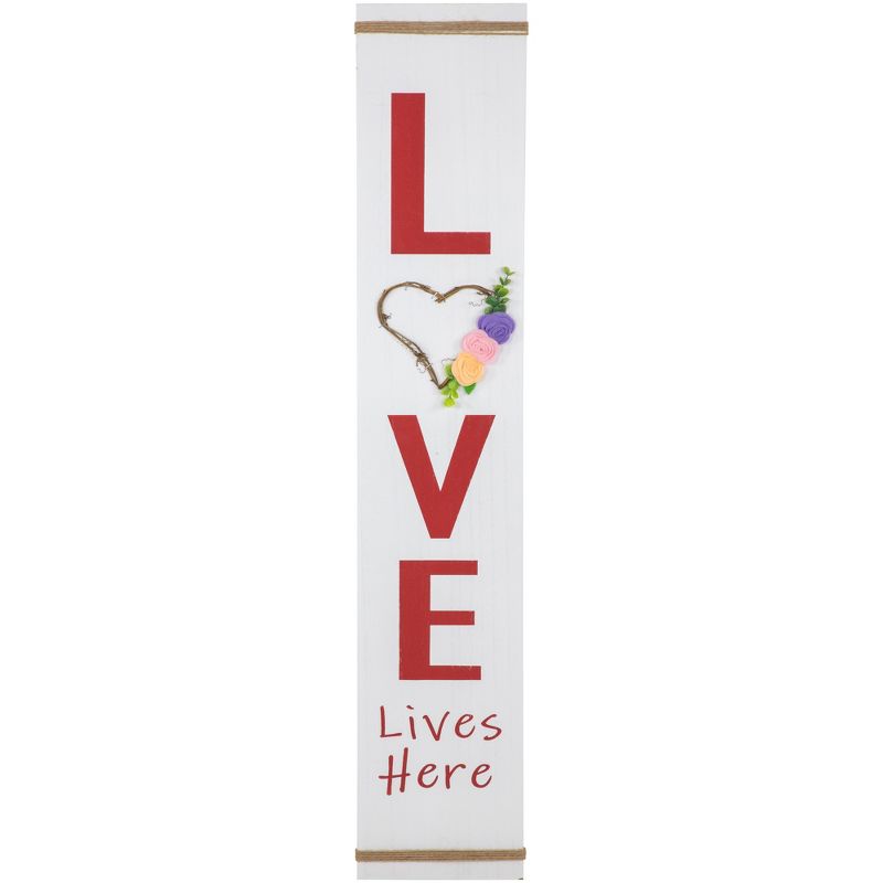 Northlight 39.25" "Love Lives Here" Wooden Valentine's Day Porch Board Sign Decoration, 1 of 7