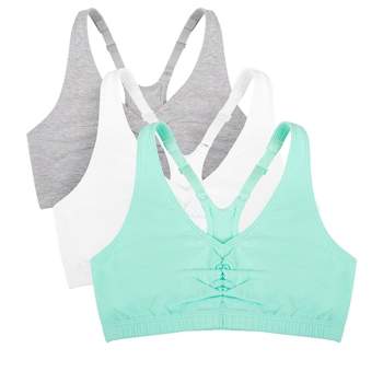 Fruit Of The Loom Women's Shirred Front Racerback Sports Bra 3-pack Mint  Chip/white/grey Heather 34 : Target