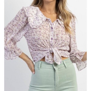 Women's FLEUR SMOCKED RUFFLED CUFF TOP - SANS SOUCI - 1 of 4