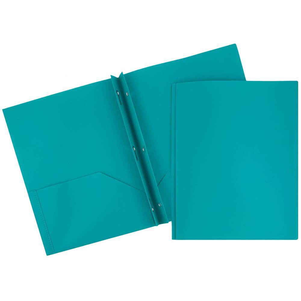 Photos - Accessory 6pk 2 Pocket Plastic Folders with Prong Fasteners Teal - JAM Paper