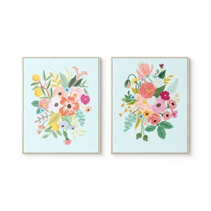 Rifle Paper Co. x Target 24"x30" Garden Party Framed Canvas Wall Art Set of 2: Nature Digital Art, Teal Green, D Ring Mount - 1 of 4