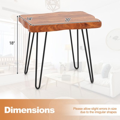 Rustic Teak Wood and Black Metal Rectangular End Table