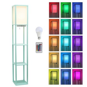 Simple Designs Three Shelf Etagere Floor Lamp Aqua Blue - 1 of 4