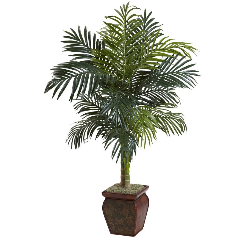 4.5ft Artificial Golden Cane Palm in Decorative Container - Nearly Natural, 1 of 5