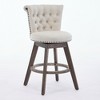 26" Counter Height Bar Stools Set of 2, 360¡ã Swivel Velvet Upholstered Stools with Back and Hand-Tufted Trim, Wood Legs for Kitchen Counter - 3 of 4