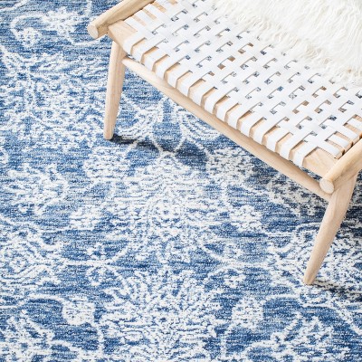 Elysian Bliss Blue Floral Hand-Tufted Wool Area Rug 4' x 6'